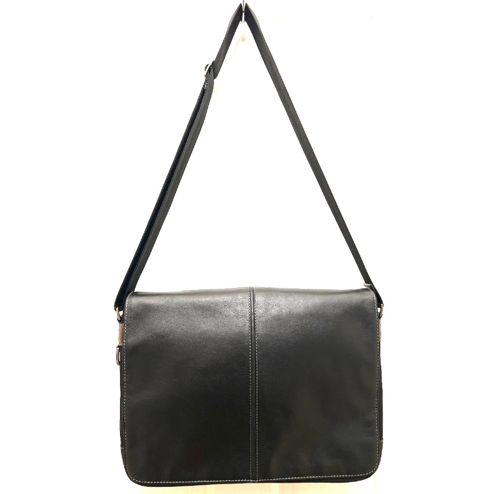 BOCONI Slim Leather Messenger Bag Black